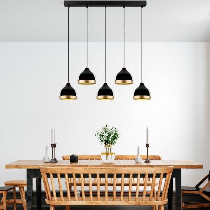 Hängande lampa YILDO 5xE27/40W/230V svart/guld