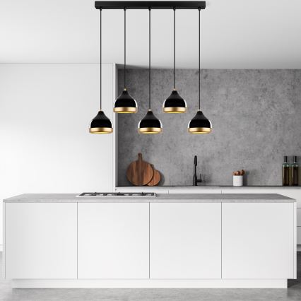 Hängande lampa YILDO 5xE27/40W/230V svart/guld