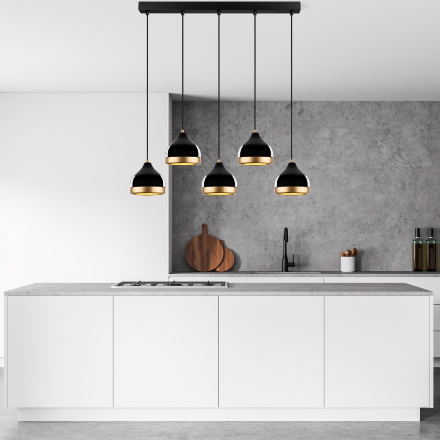 Hängande lampa YILDO 5xE27/40W/230V svart/guld