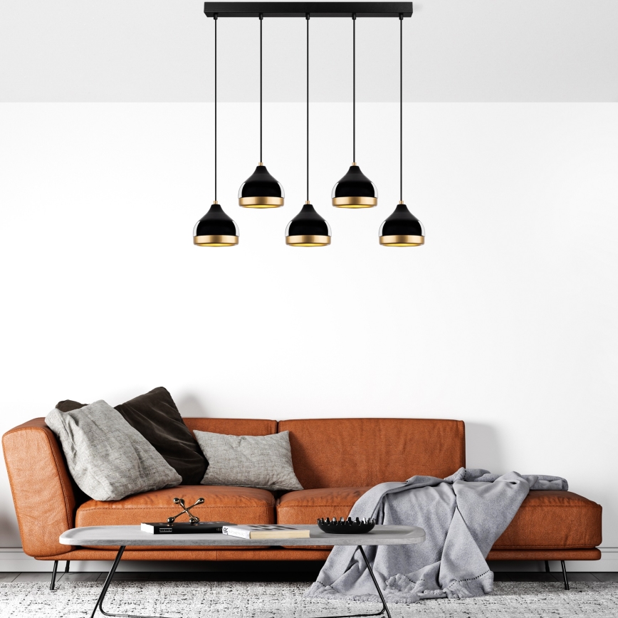 Hängande lampa YILDO 5xE27/40W/230V svart/guld