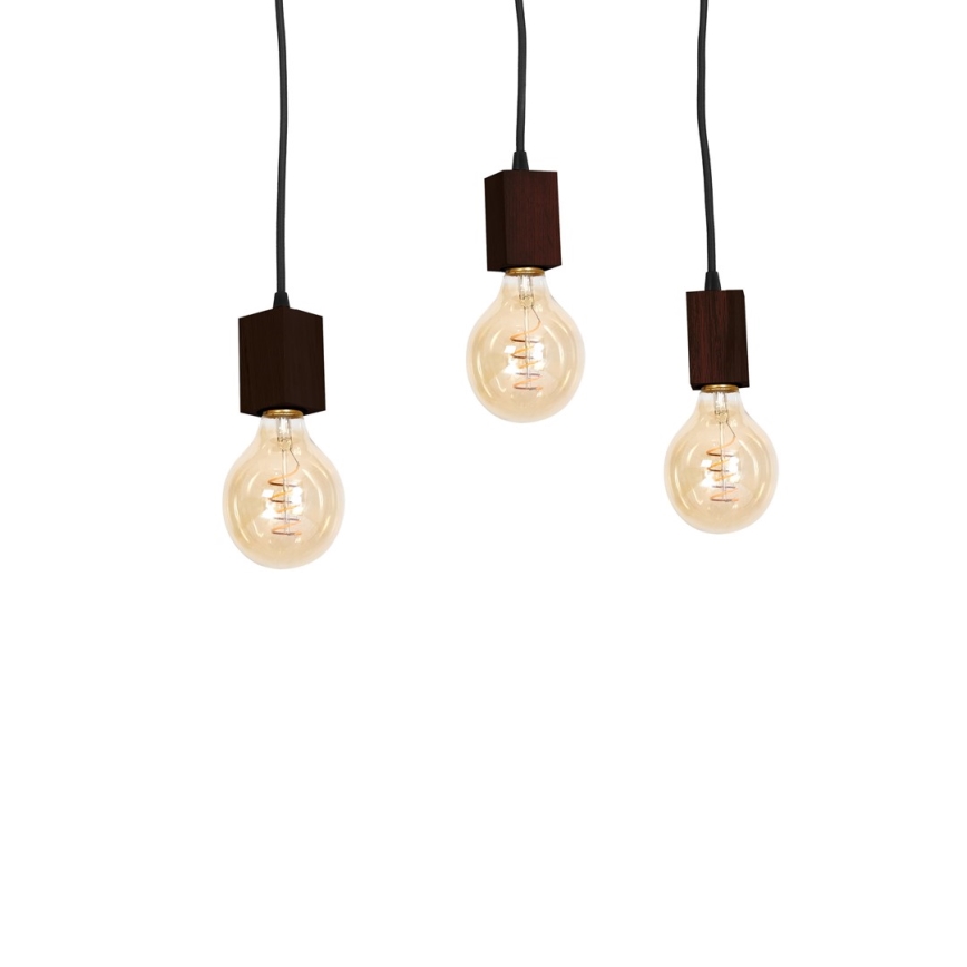 Hängande Ljuskrona JACK 3xE27/40W/230V brun trä