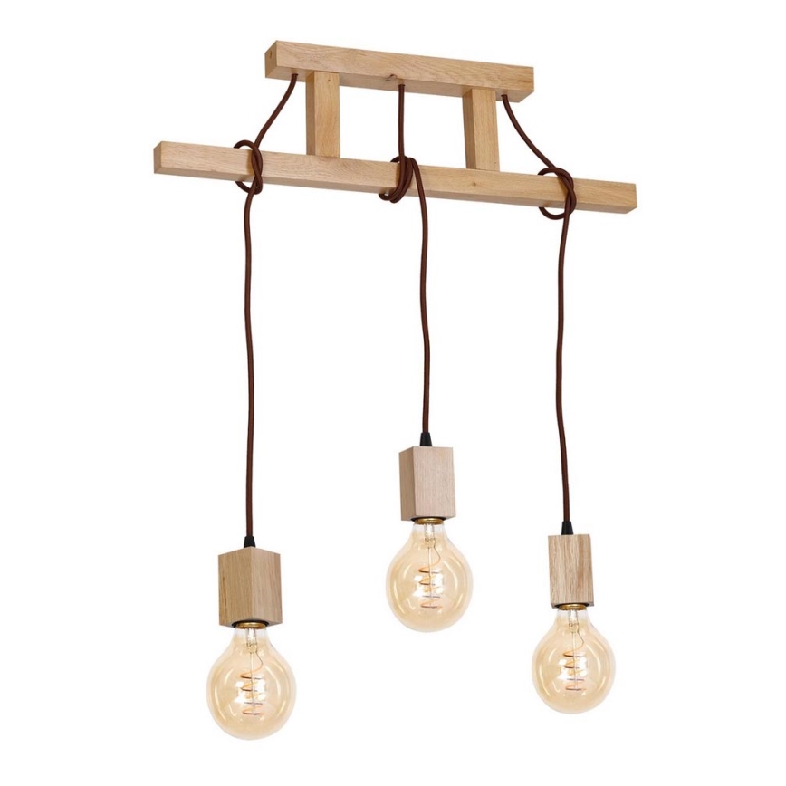 Hängande Ljuskrona JACK 3xE27/40W/230V natural trä