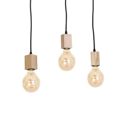 Hängande Ljuskrona JACK 3xE27/40W/230V natural trä