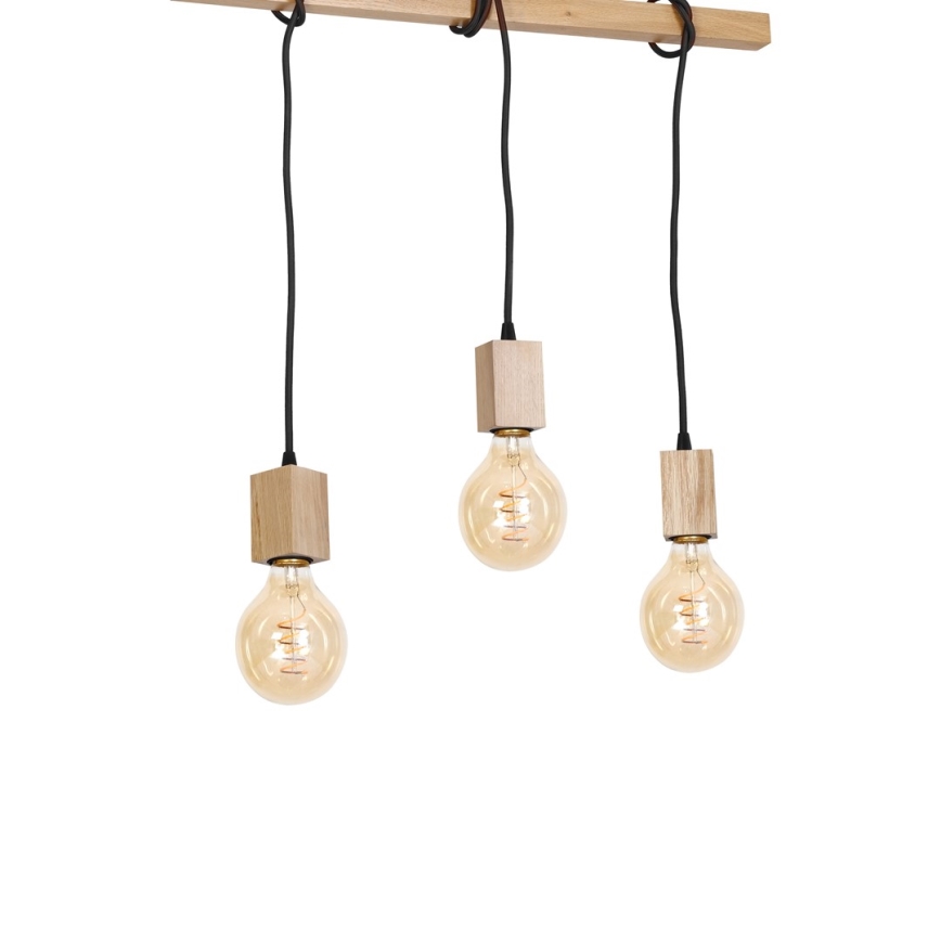 Hängande Ljuskrona JACK 3xE27/40W/230V natural trä