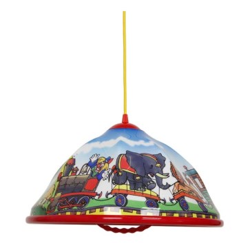 Hängande ljuskrona med textilsladd för barn AKRYL DZ 1xE27/15W cirkus/röd