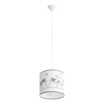 Hängande ljuskrona med textilsladd för barn CAT 1xE27/15W/230V diameter 30 cm katt
