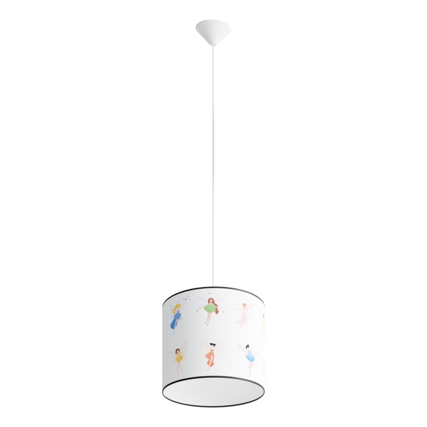 Hängande ljuskrona med textilsladd för barn FAIRY 1xE27/15W/230V diameter 30 cm älva