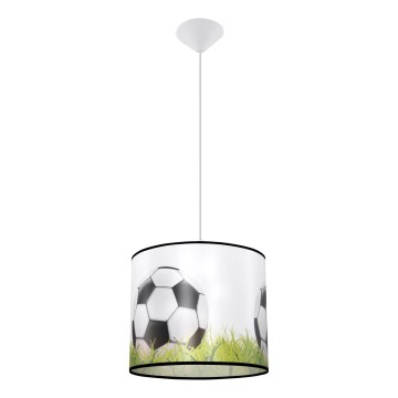 Hängande ljuskrona med textilsladd för barn FOOTBALL 1xE27/15W/230V diameter 30 cm fotboll