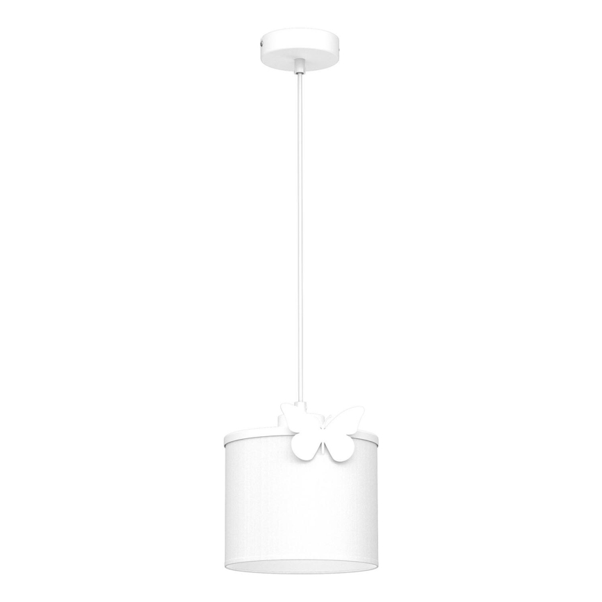 Hängande ljuskrona med textilsladd för barn SWEET 1xE27/15W/230V vit/fjäril