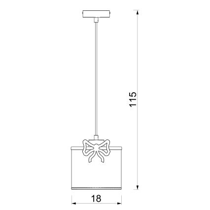 Hängande ljuskrona med textilsladd för barn SWEET 1xE27/15W/230V vit/rosa/rosett