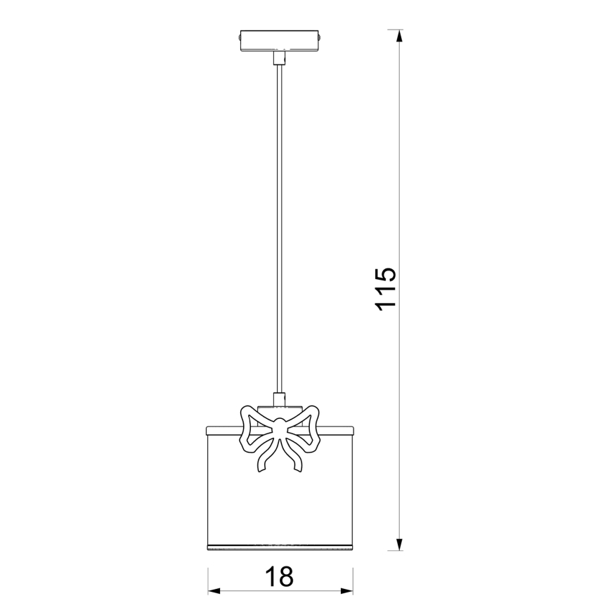Hängande ljuskrona med textilsladd för barn SWEET 1xE27/15W/230V vit/rosa/rosett