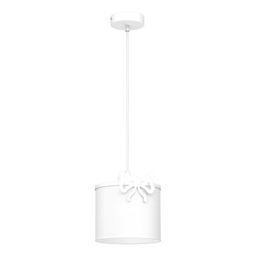 Hängande ljuskrona med textilsladd för barn SWEET 1xE27/15W/230V vit/rosett
