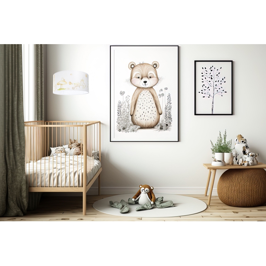 Hängande ljuskrona med textilsladd för barn SWEET DREAMS 1xE27/60W/230V diameter 30 cm