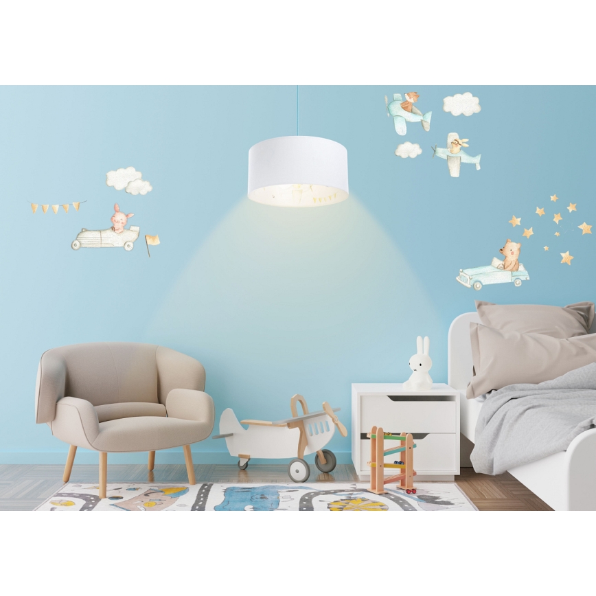 Hängande ljuskrona med textilsladd för barn SWEET DREAMS 1xE27/60W/230V diameter 30 cm
