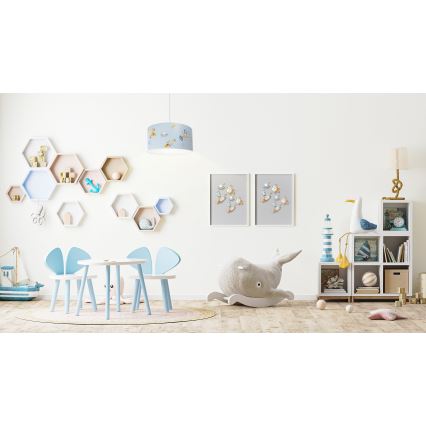 Hängande ljuskrona med textilsladd för barn SWEET DREAMS 1xE27/60W/230V diameter 30 cm