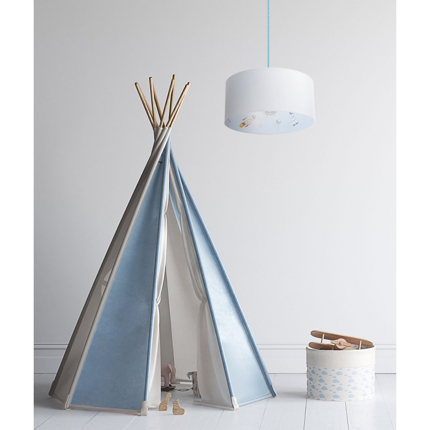 Hängande ljuskrona med textilsladd för barn SWEET DREAMS 1xE27/60W/230V diameter 30 cm