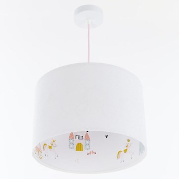 Hängande ljuskrona med textilsladd för barn SWEET DREAMS 1xE27/60W/230V diameter 30 cm