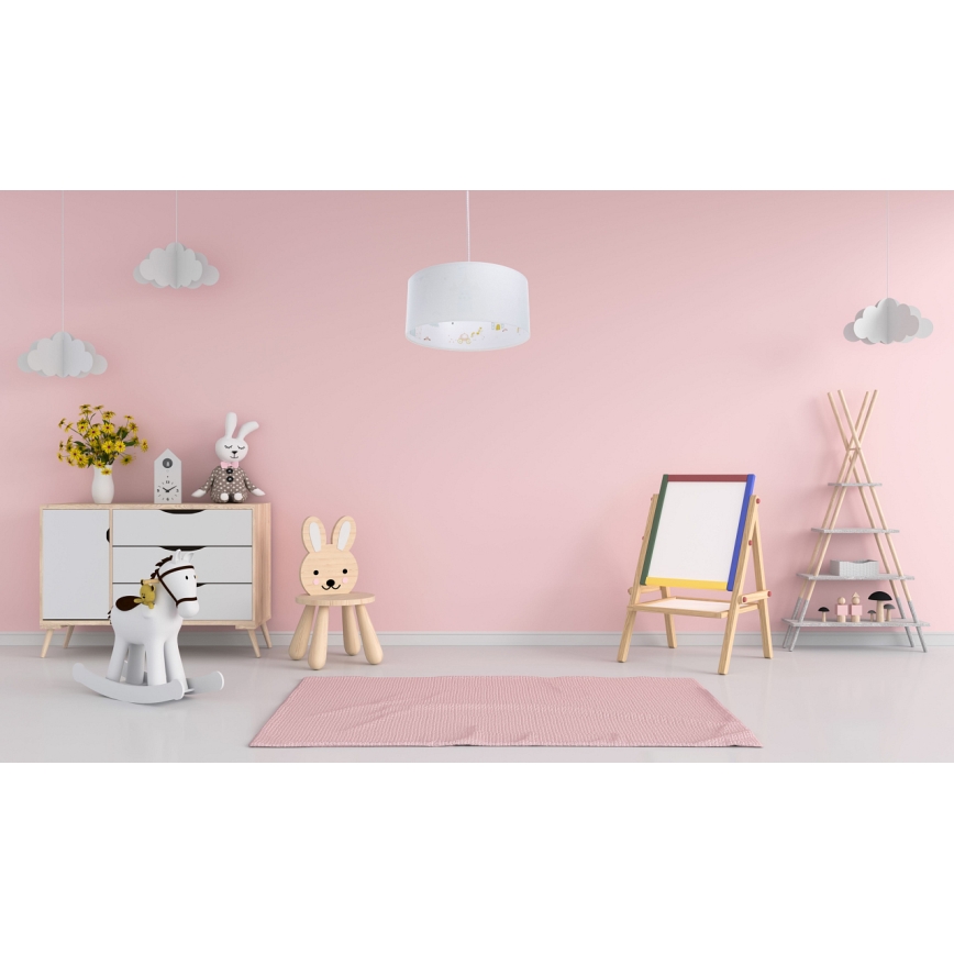 Hängande ljuskrona med textilsladd för barn SWEET DREAMS 1xE27/60W/230V diameter 30 cm