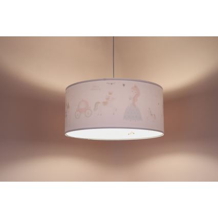 Hängande ljuskrona med textilsladd för barn SWEET DREAMS 1xE27/60W/230V diameter 30 cm