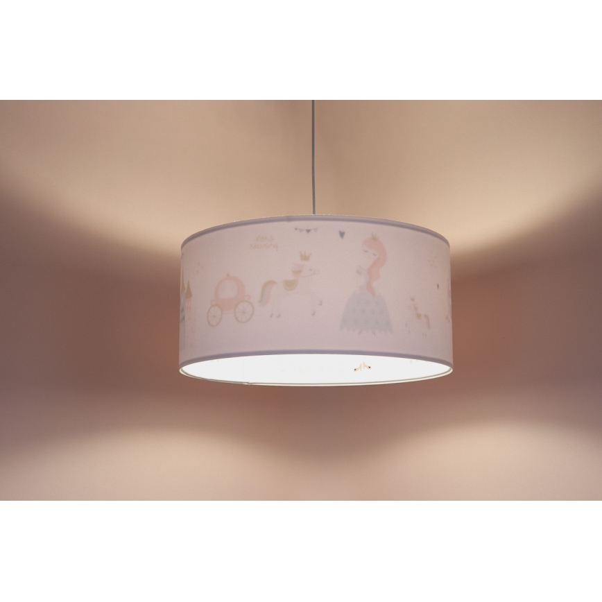 Hängande ljuskrona med textilsladd för barn SWEET DREAMS 1xE27/60W/230V diameter 30 cm