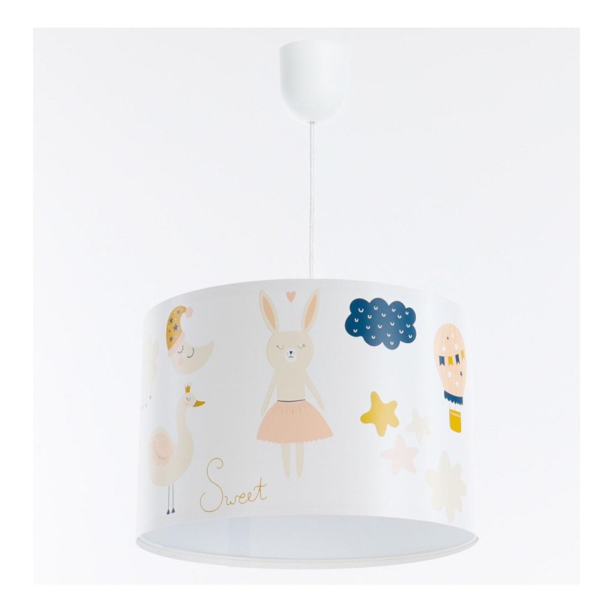 Hängande ljuskrona med textilsladd för barn SWEET DREAMS 1xE27/60W/230V diameter 30 cm