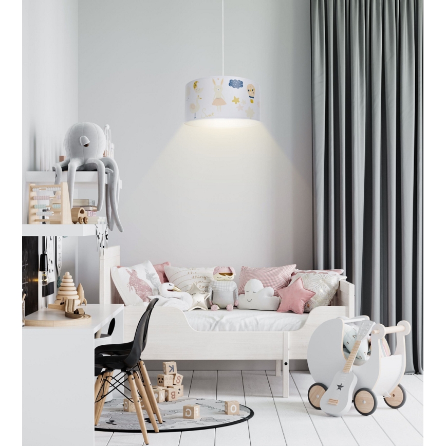 Hängande ljuskrona med textilsladd för barn SWEET DREAMS 1xE27/60W/230V diameter 30 cm