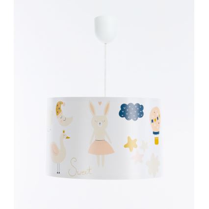 Hängande ljuskrona med textilsladd för barn SWEET DREAMS 1xE27/60W/230V diameter 30 cm