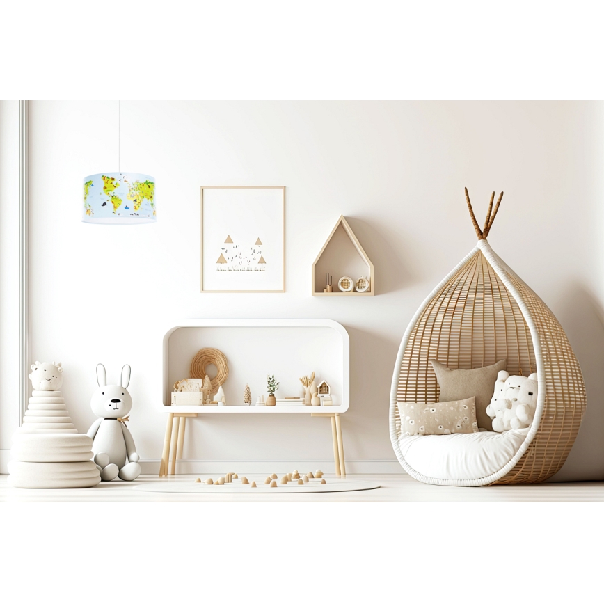 Hängande ljuskrona med textilsladd för barn SWEET DREAMS 1xE27/60W/230V diameter 30 cm