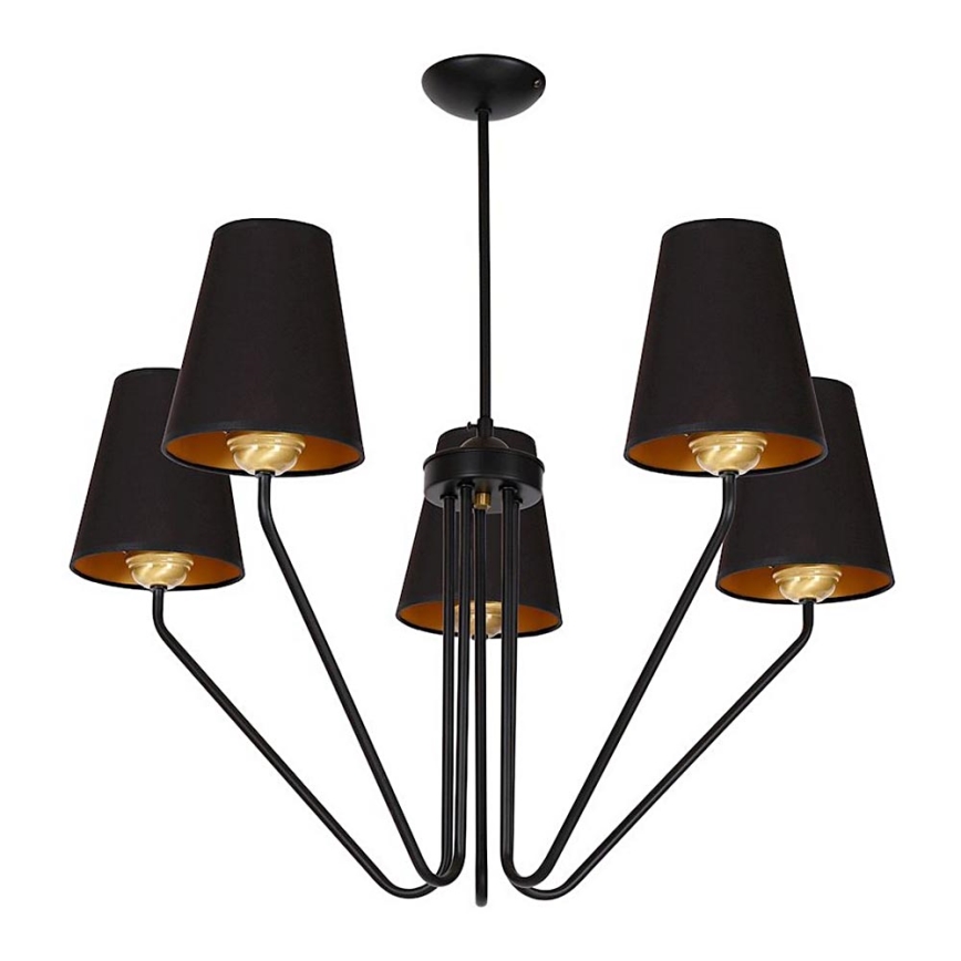 Hängande Ljuskrona VICTORIA 5xE27/60W/230V svart