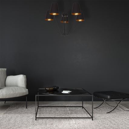 Hängande Ljuskrona VICTORIA 5xE27/60W/230V svart