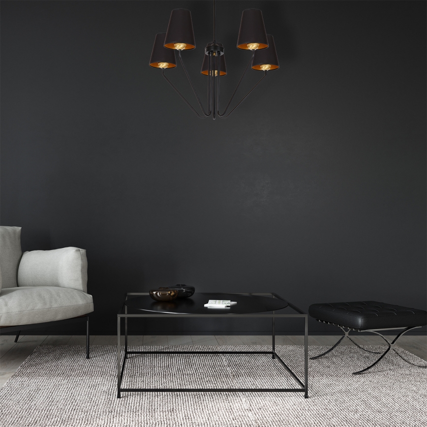 Hängande Ljuskrona VICTORIA 5xE27/60W/230V svart