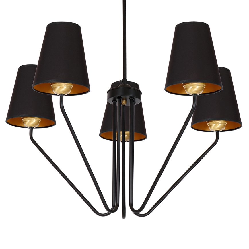 Hängande Ljuskrona VICTORIA 5xE27/60W/230V svart