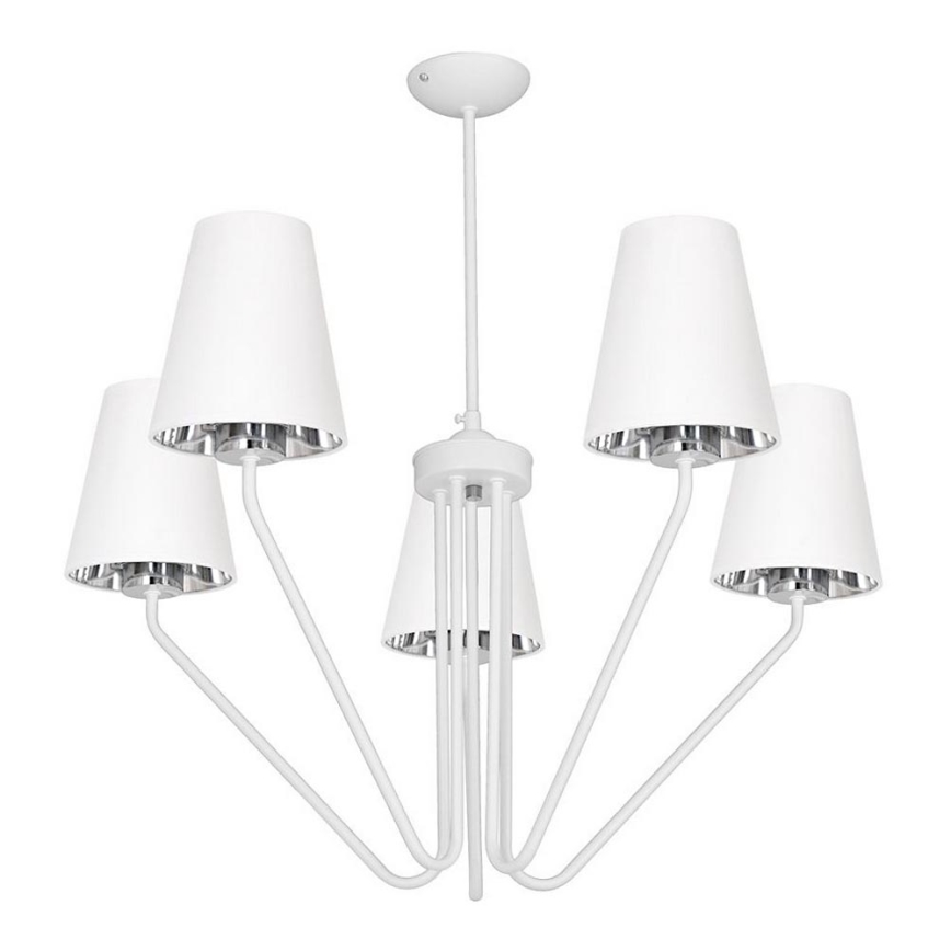 Hängande Ljuskrona VICTORIA 5xE27/60W/230V vit