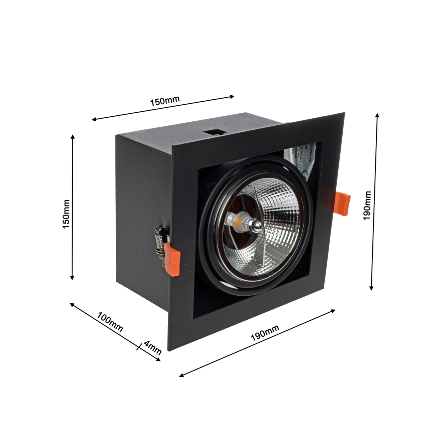 Hängande Takbelysning PLAZA AR111 1xGU10/12W/230V svart