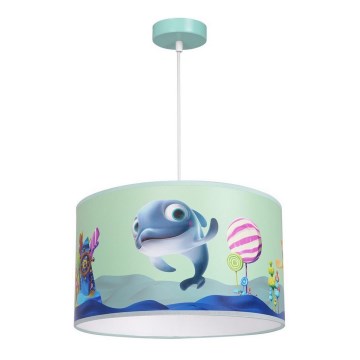 Hängande takkrona på ett snöre för barn  DOLPHIN 1xE27/60W/230V