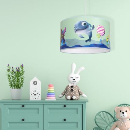 Hängande takkrona på ett snöre för barn  DOLPHIN 1xE27/60W/230V