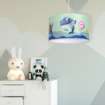 Hängande takkrona på ett snöre för barn  DOLPHIN 1xE27/60W/230V