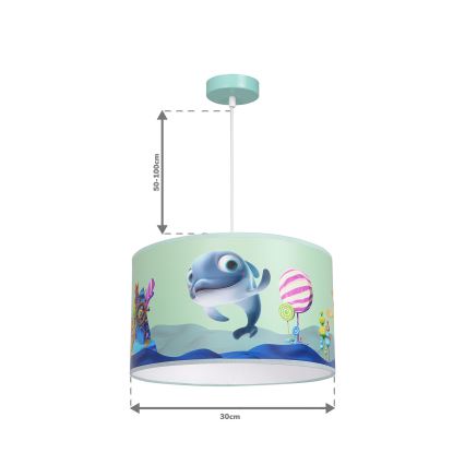 Hängande takkrona på ett snöre för barn  DOLPHIN 1xE27/60W/230V