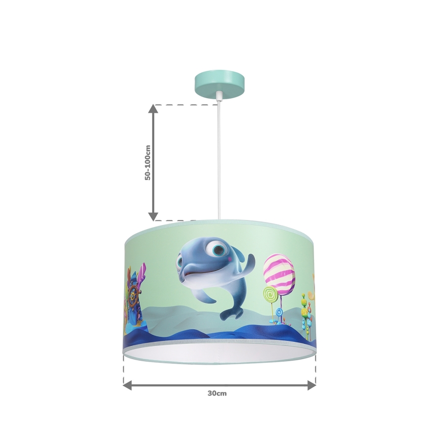 Hängande takkrona på ett snöre för barn  DOLPHIN 1xE27/60W/230V