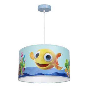 Hängande takkrona på ett snöre för barn  FISH 1xE27/60W/230V