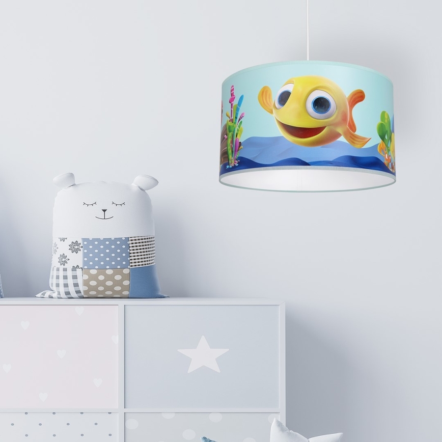 Hängande takkrona på ett snöre för barn  FISH 1xE27/60W/230V