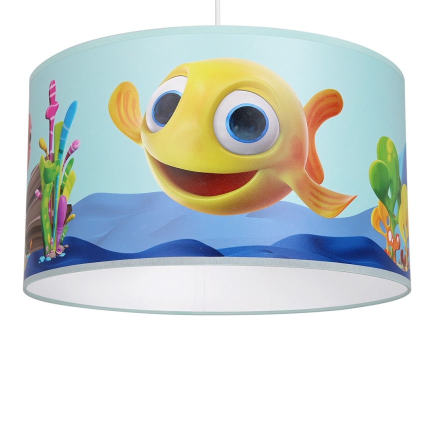 Hängande takkrona på ett snöre för barn  FISH 1xE27/60W/230V