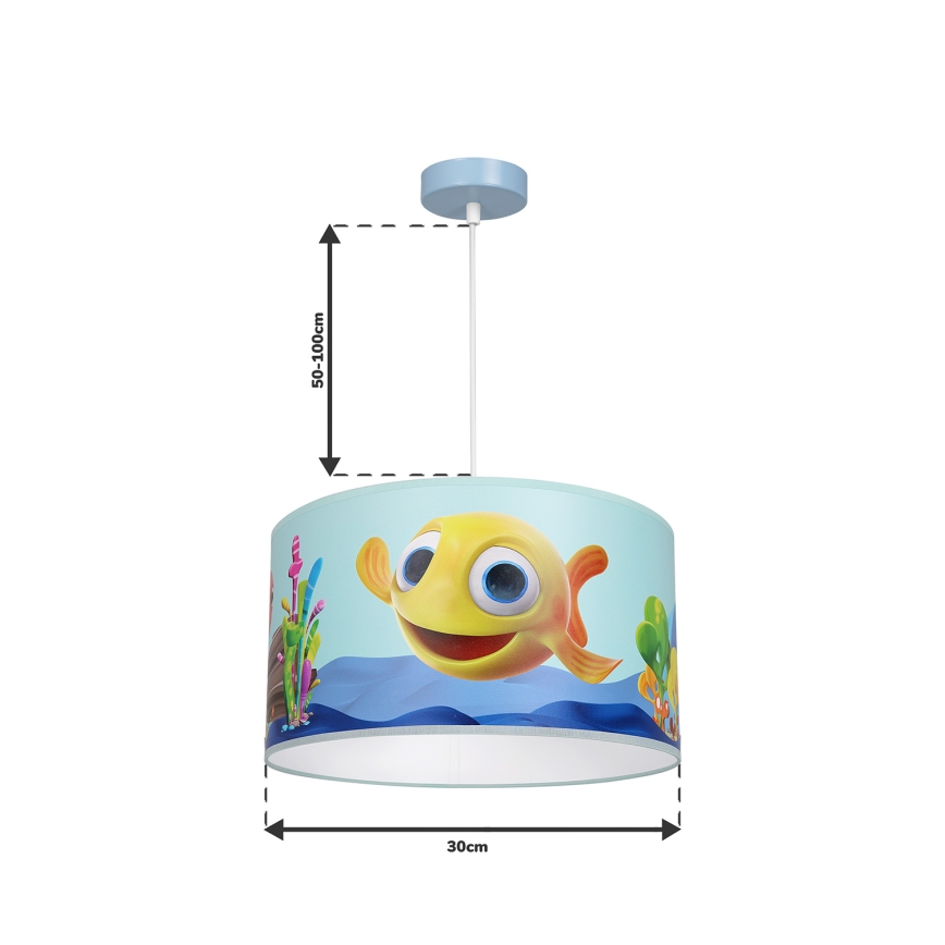 Hängande takkrona på ett snöre för barn  FISH 1xE27/60W/230V