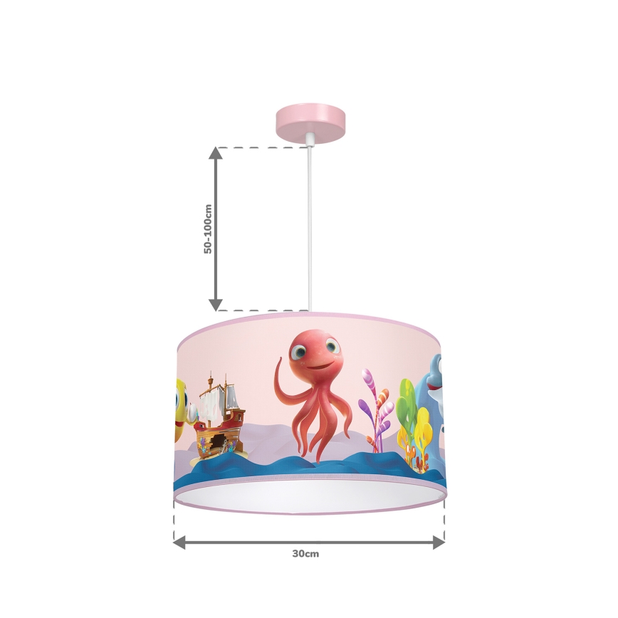 Hängande takkrona på ett snöre för barn  OCTOPUS 1xE27/60W/230V