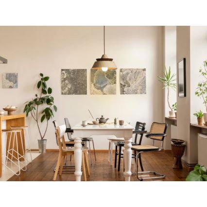 Hängande träpendel med kabel, 1xE27/60W/230V — Ø 33 cm. Massivt trä: ek, valnöt eller gummiträ