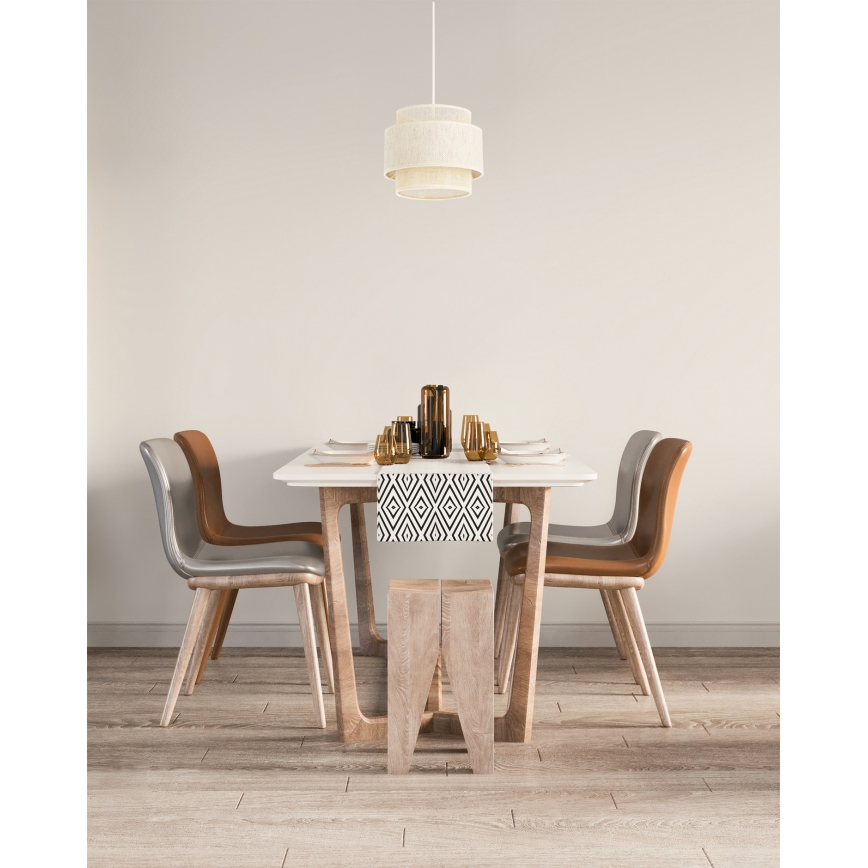 Hänglampa BOHO på sladd 1xE27/60W/230V Ø 20 cm krämvit/jute