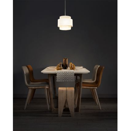 Hänglampa BOHO på sladd 1xE27/60W/230V Ø 20 cm krämvit/jute