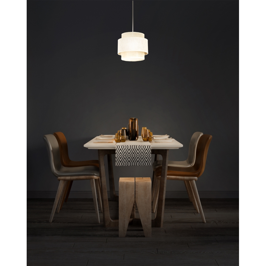 Hänglampa BOHO på sladd 1xE27/60W/230V Ø 20 cm krämvit/jute