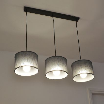 Hänglampa med kabel ALBA 3xE27/15W/230V grå