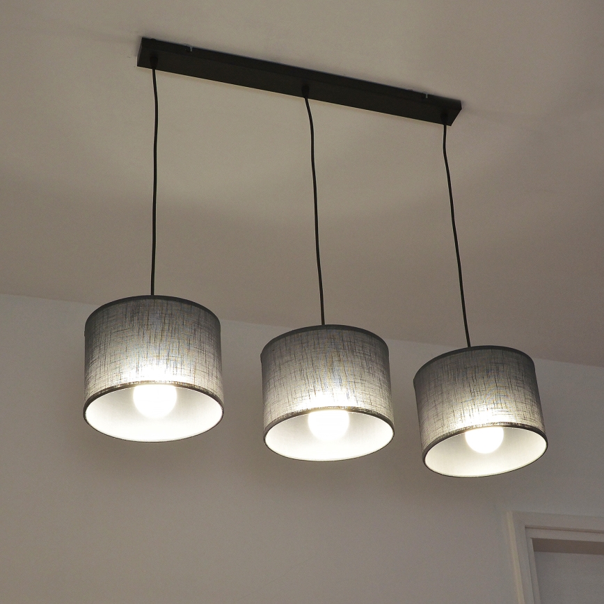 Hänglampa med kabel ALBA 3xE27/15W/230V grå